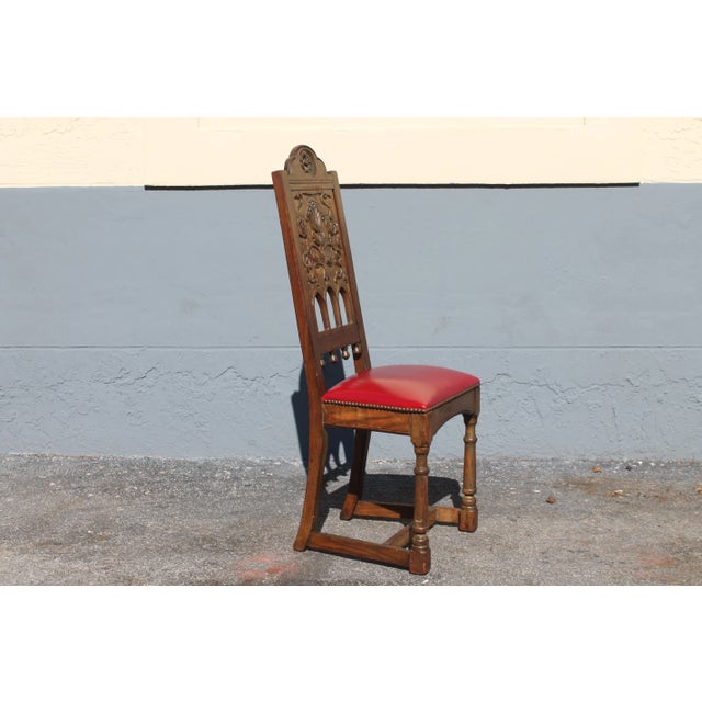 Rennaisance Revival Carved Oak Tea Table & Chairs For Sale - Image 12 of 13