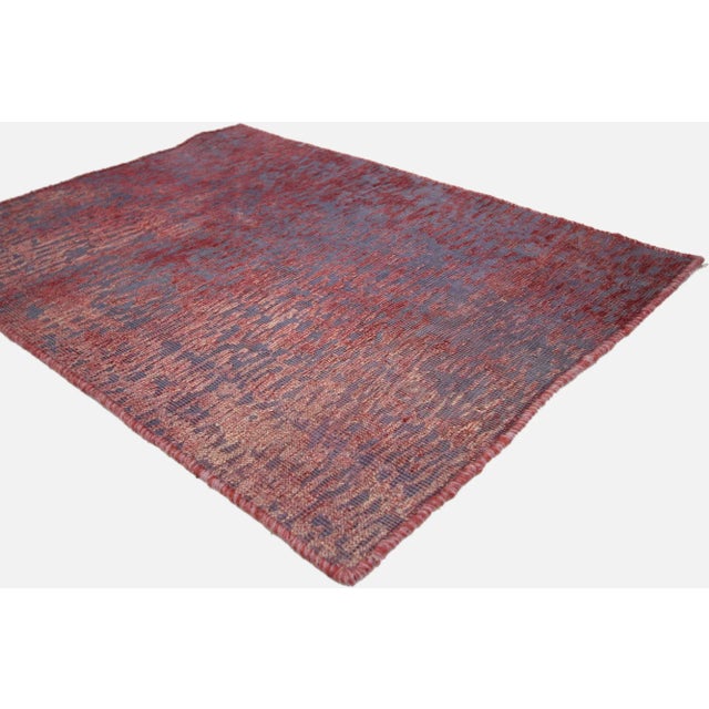 Distressed Vintage Turkish Accent Rug with Modern Industrial Luxe Style. Stylish and bold combined with defined and raw,...