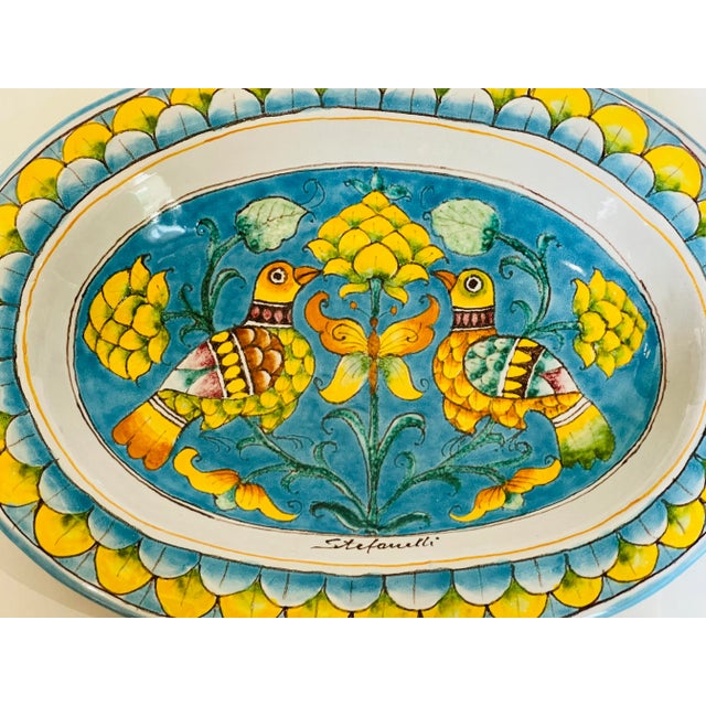 Mediterranean Signed, Doves and Artichokes Deruta Made in Italy Majolica Wall Hanging For Sale - Image 3 of 10