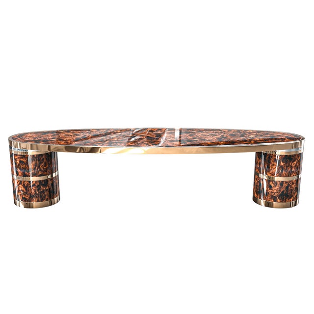 "Melagrana" Coffee Table With Burl Walnut and Bronze Details For Sale - Image 4 of 6