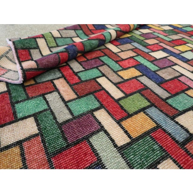 Galerie Shabab Collection Colorful and Modern Mid-20th Century Handmade Turkish Anatolian Accent Rug For Sale - Image 10 of 10