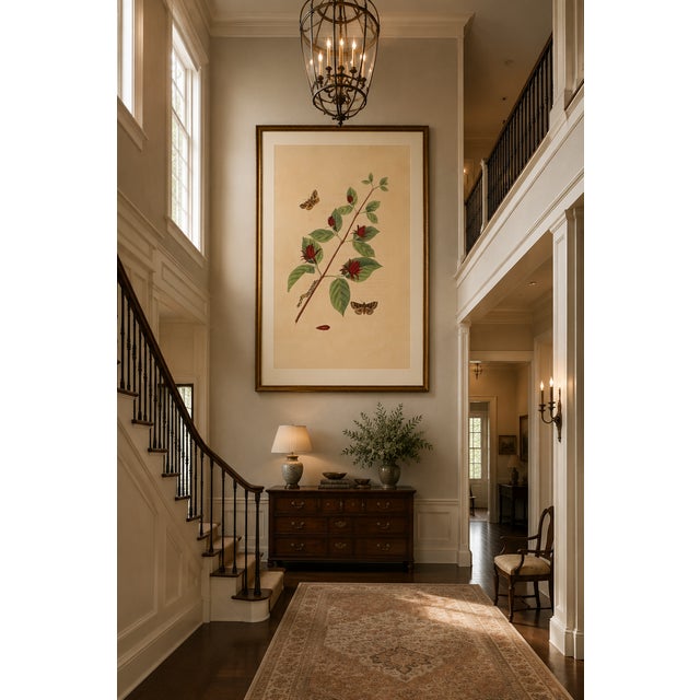 Antique Botanical Study With Moths, 1797 Vintage Art Print Reproduction, 32" X 48" For Sale - Image 9 of 13
