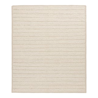 Rug & Kilim’s Textural Kilim Rug in Cream and White High-Low Stripes - 13x18 For Sale