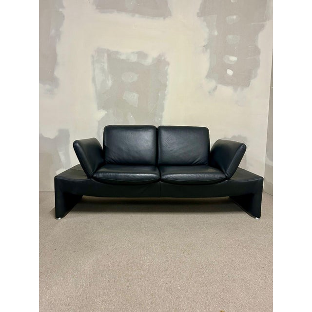 Black Leather 2-Seater Sofa with Adjustable Armrests from Leu Swiss, 2000s For Sale - Image 9 of 14