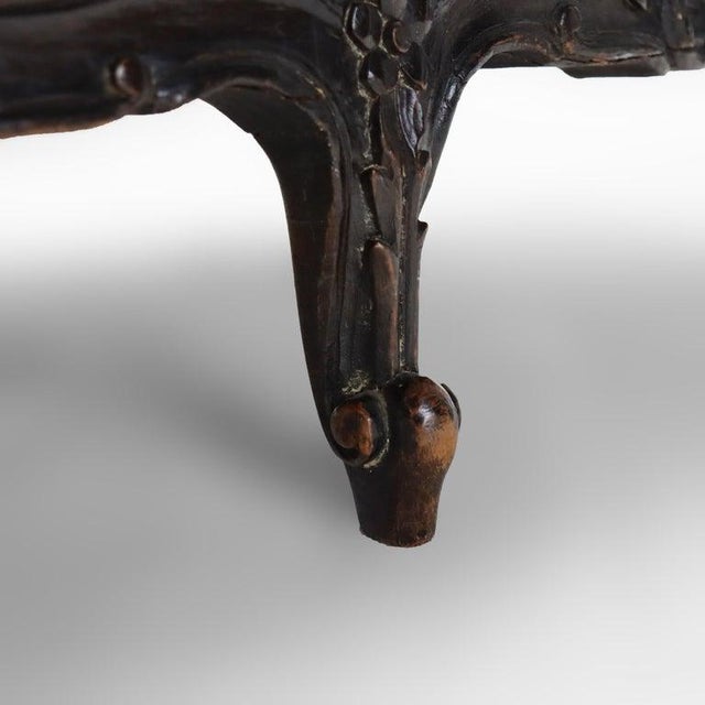 Antique Louis XIV Style Carved Walnut Tapestry Long Footstool C1890 For Sale - Image 15 of 15