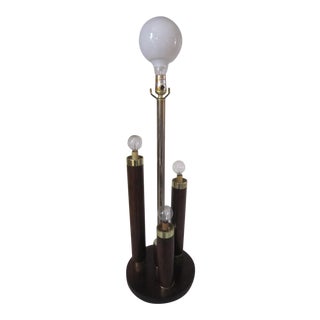 1960s Mid-Century Cherrywood and Brass Lamp For Sale