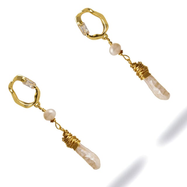 Early 21st Century Gold & Diamond Stud Pearl Drop Statement Earrings, A Pair For Sale - Image 5 of 7