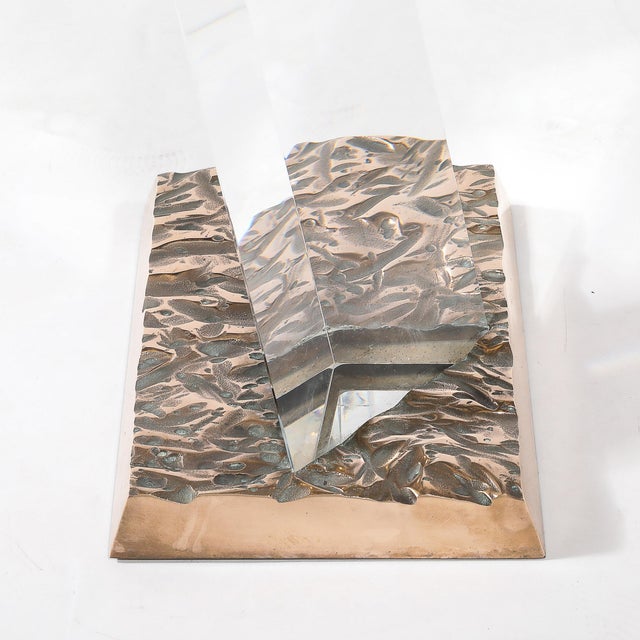 Mid-Century Bronze, Glass & Lucite "Ff 24/16 Side Table" Signed Jeffrey Bigelow For Sale - Image 10 of 12