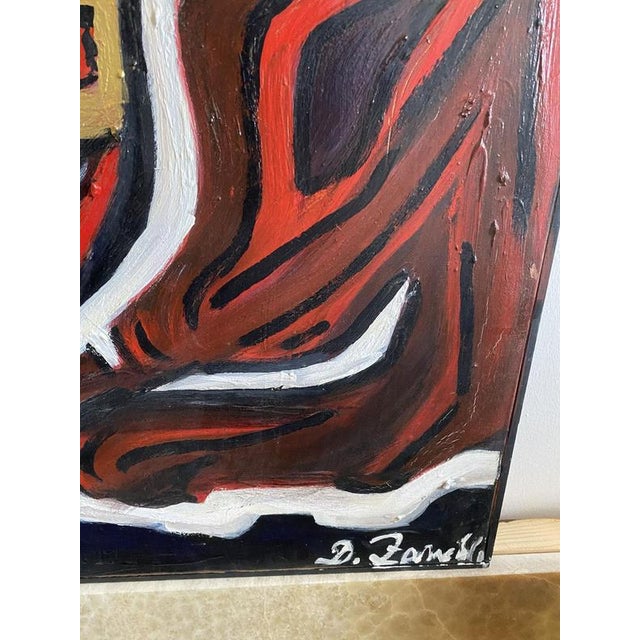 Textile Daniela Zanelli, A Lion in Black Red and Yellow, 2000, Oil Painting on Canvas For Sale - Image 7 of 15