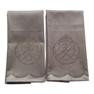 Le Jacquard Francais-Taupe Cotton Guest Towels-Set 2 For Sale