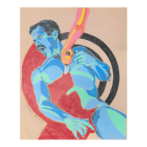 1988 I Love You Darling Male Nude Large Scale Mixed Media