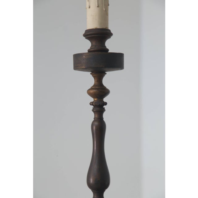 Vintage Art Deco Italian Bronze Candlesticks Table Lamps, 1930, Set of 2 For Sale - Image 3 of 13