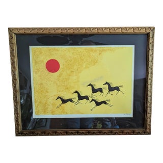 Signed l.e. Lithograph: "5 Horses" by Keith Llewellyn De Carlo (C. 1975) For Sale