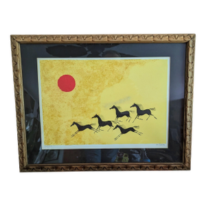 Signed l.e. Lithograph: "5 Horses" by Keith Llewellyn De Carlo (C. 1975)
