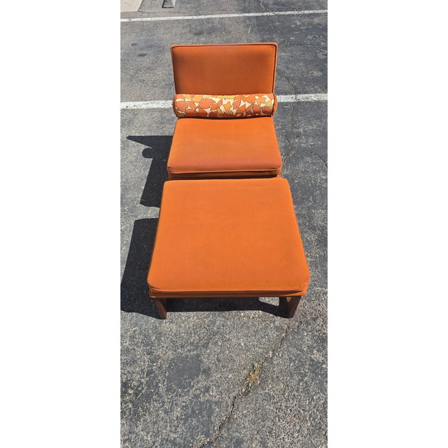 Orange 1960s Mid Century Slipper Chair and Ottoman For Sale - Image 8 of 11