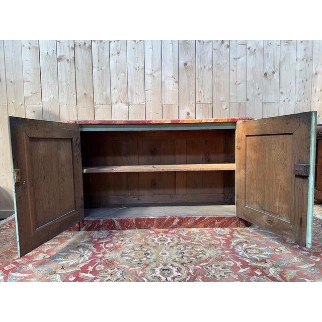 Wood Louis XIV Plinth Buffet in Wood and Faux Marble For Sale - Image 7 of 9