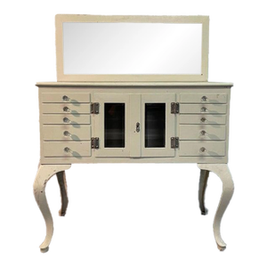 Antique Steel Apothecary Medicine Cabinet With Mirror