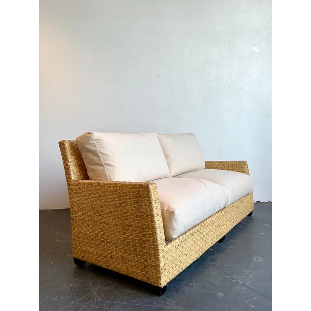 McGuire Vintage McGuire Woven Rattan Sofa For Sale - Image 4 of 12