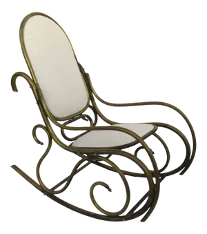 1900s Thonet Style Brass Tubular Rocking Chair