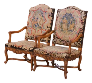 Pair of 19th Century French Louis XV Armchairs With Needlepoint Upholstery