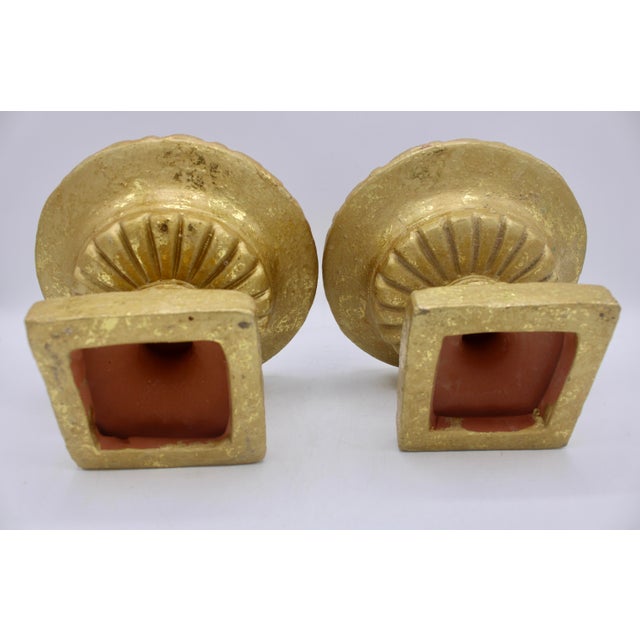 Mid Century Italian Gold Leaf Gilt Terra Cotta Urns For Sale In Tulsa - Image 6 of 12