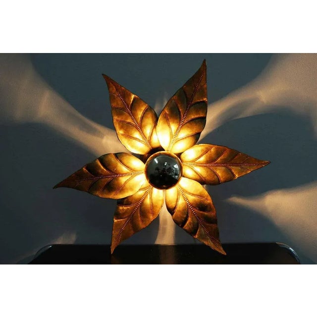 Metal Hollywood Regency Wall Lamp in Brass by Willy Daro For Sale - Image 7 of 7