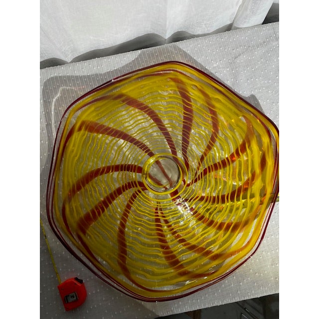 Large Mid-Century Modern Vintage Hand Blown Italian Glass Centerpiece Platter For Sale - Image 4 of 7
