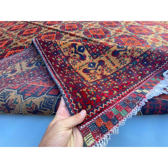 Islamic Handmade Ersari Turkmen Rug With Lattice Gul Pattern – 6.6×9.9ft For Sale - Image 3 of 6