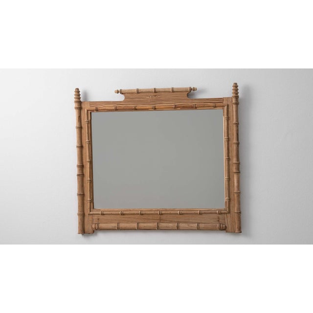 French Circa 1900 French Faux Bamboo Carved Wood Wall Mirror For Sale - Image 3 of 8