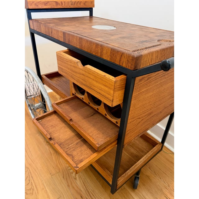 Mid 20th Century Indoor Butcher Block Bar Cart by Athur Umanoff For Sale - Image 4 of 7
