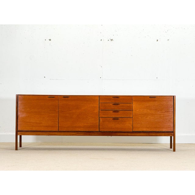 Mid-Century Sideboard with Brown Leather Handles by Meredew, 1960s For Sale - Image 10 of 18
