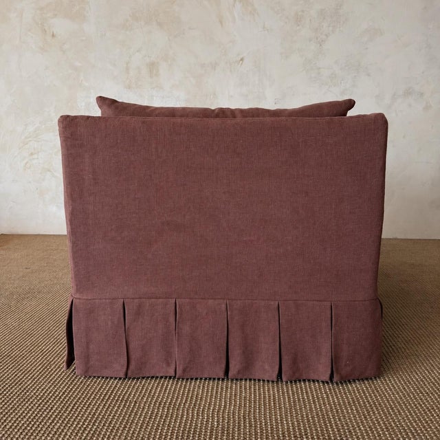 Textile Parisian Chair Slip Covered in Belgian Linen- Dark Rust For Sale - Image 7 of 10