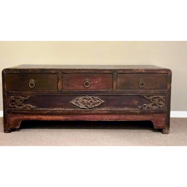 Late 19th Century Antique Chinese Low Boy 3 Drawer Cabinet For Sale - Image 5 of 8