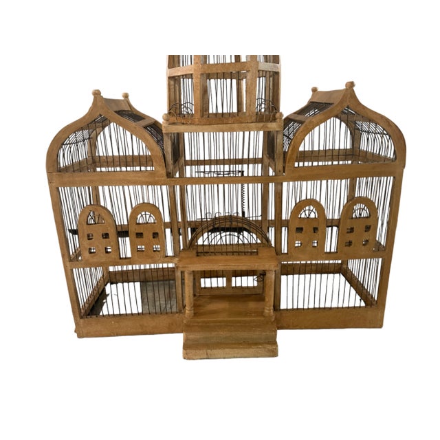 Vintage Taj Mahal Style Wooden Bird Cage Dome Top Brighton Pavillion Bird Cage For Sale In Naples, FL - Image 6 of 8