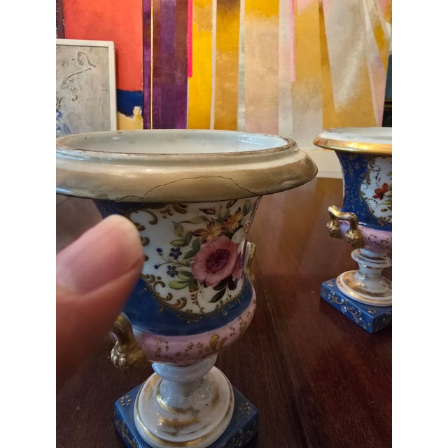 An exquisite antique original ( over 150 years old French hand painted guaranteed ) pair of sevres style Paris porcelain...