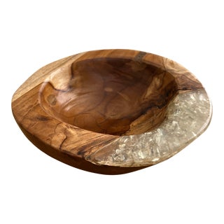 Early 21st Century Balinese Teak Wood Resin Bowl For Sale