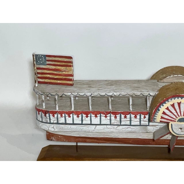 Folk Art Paddle Steamer Model For Sale - Image 4 of 8
