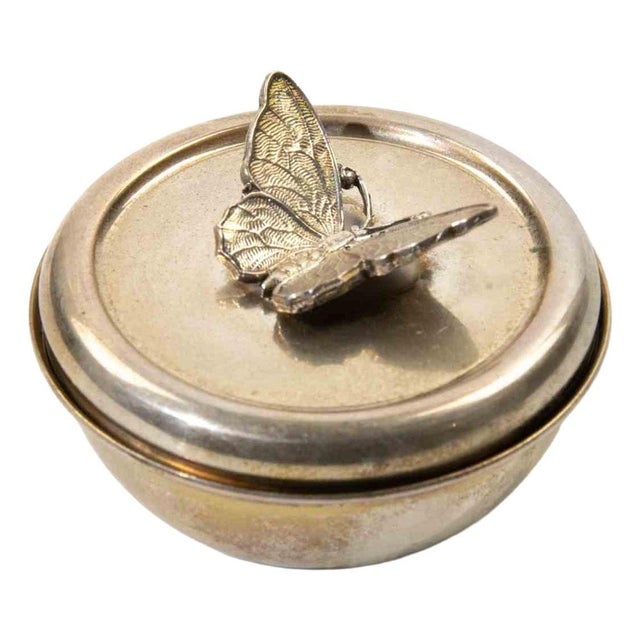 1970s Vintage Silver-Tone Butterfly Lidded Bowl, Italy, 1970s For Sale - Image 5 of 5