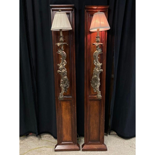 Maitland - Smith 1970s Maitland-Smith Bronze on Wood Wall Sconces - a Pair For Sale - Image 4 of 11