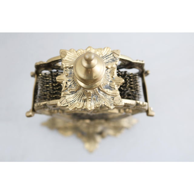 Gold French Fan-Shaped Peacock Fireplace Screen in Brass, 1970s For Sale - Image 8 of 12