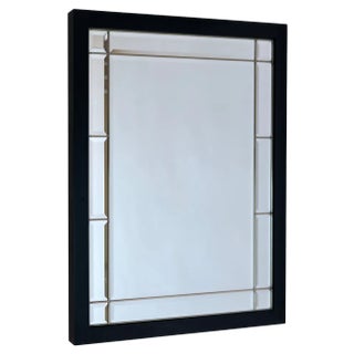 Beveled Wall Mirror with Black Frame, 1990s For Sale