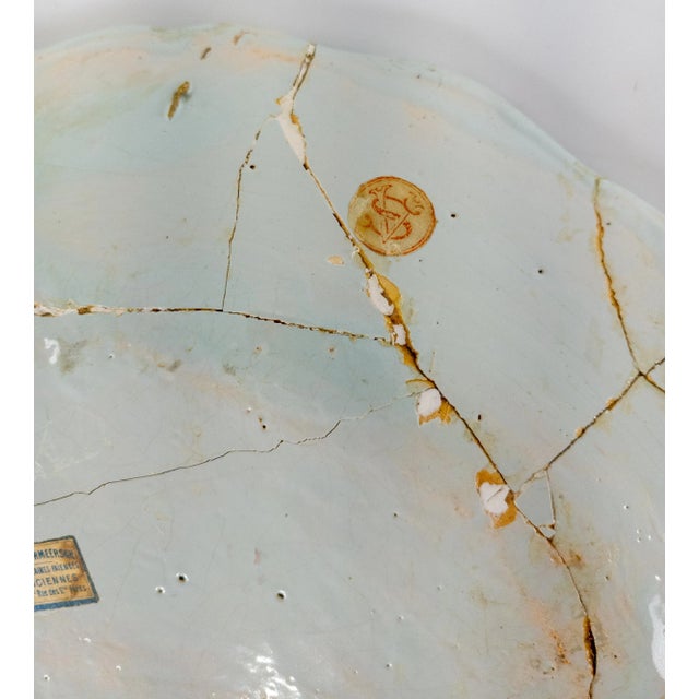 French Faience Polychrome Repaired Charger For Sale - Image 11 of 13
