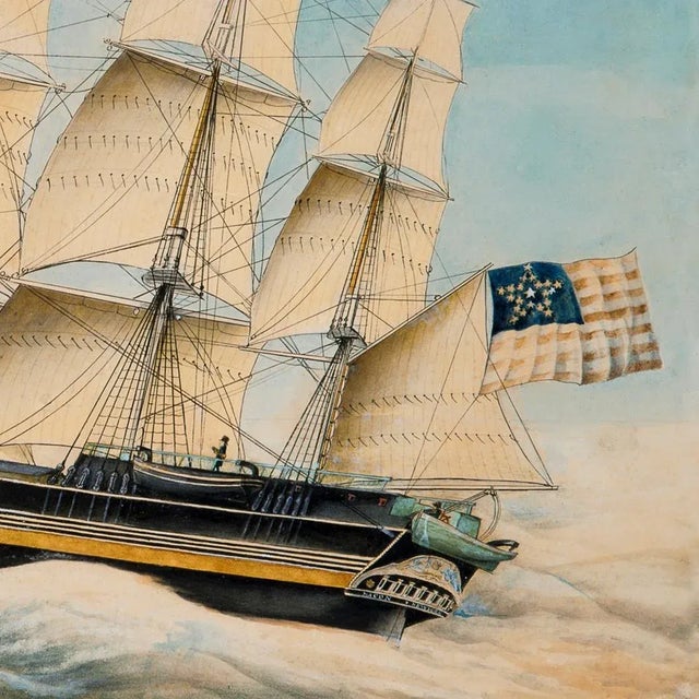 Reproduction print of the original folk art watercolor painting by American artist Nivelet (ca. 1828-1835). This framed...