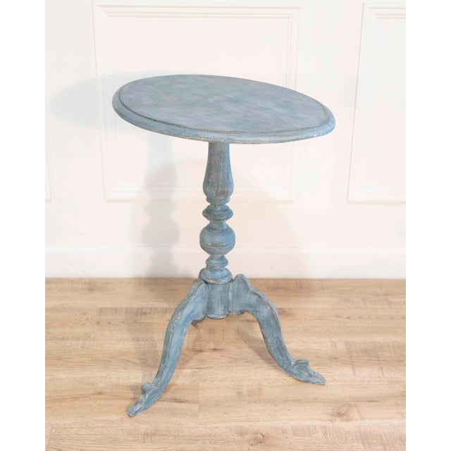 Wood 19th Century Swedish Tripod Oval Table in Original Painted Finish For Sale - Image 7 of 7