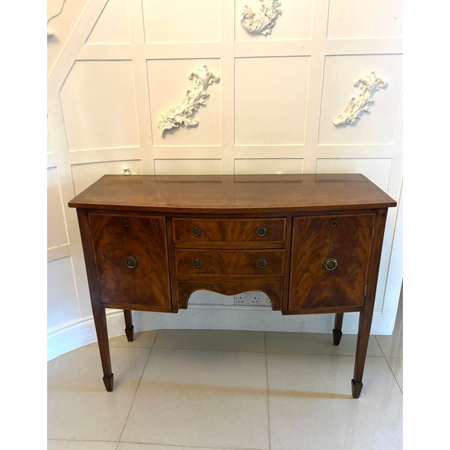 Antique Edwardian Flame Mahogany Bow Front Sideboard, 1900 For Sale - Image 16 of 16