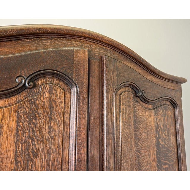 Antique French Louis XVI Carved Oak 2-Door Armoire For Sale - Image 6 of 14