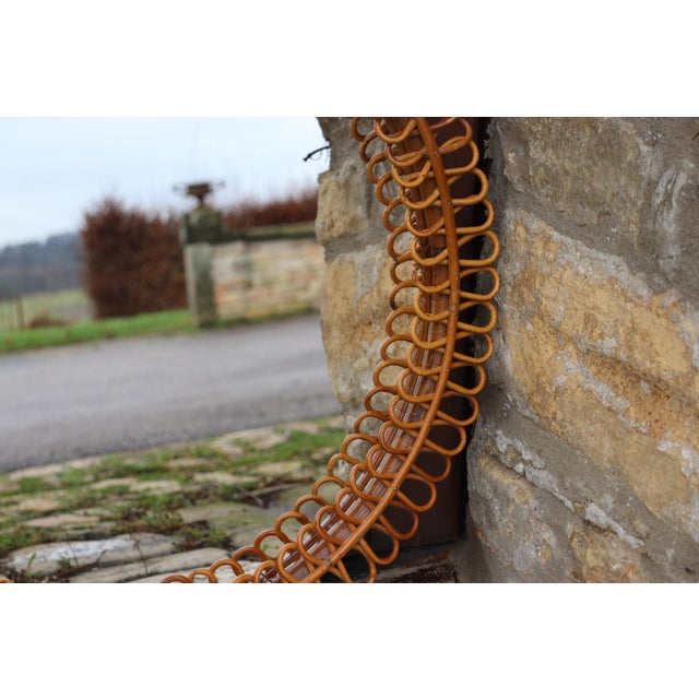 1950s Italian Rattan Wall Mirror by Franco Albini, 1960 For Sale - Image 5 of 8