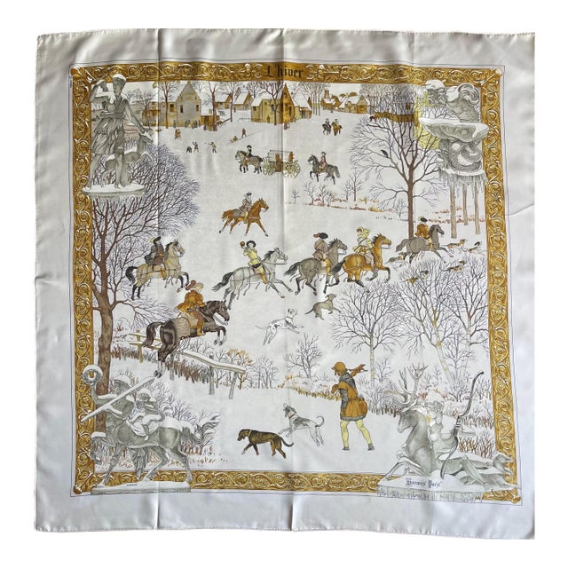Hermès L’hiver Silk Scarf Design Philippe Ledoux 1997 For Sale