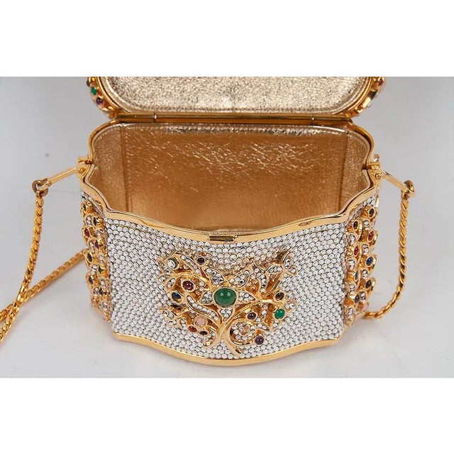 80s Judith Leiber Snuff Box Gemme Russe Cristallo Gemstones Crystal Minaudière Evening Bag Vintage For Sale - Image 9 of 15