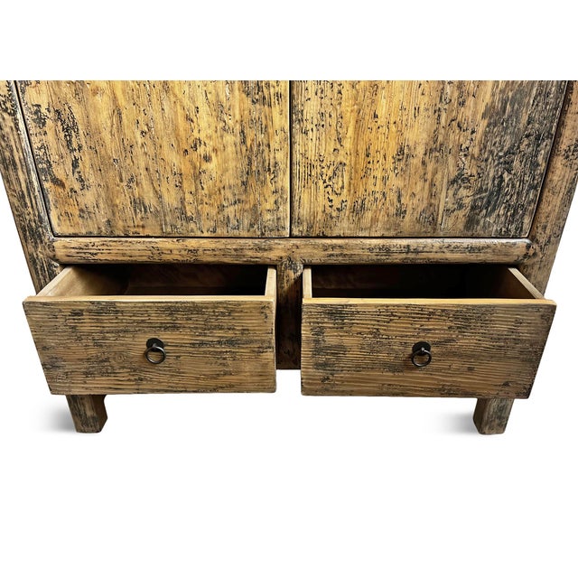 Wood Vintage Shangzhi Rustic Storage Cabinet / Armoire For Sale - Image 7 of 8